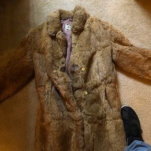 VINTAGE BJB natural rabbit full length fur coat